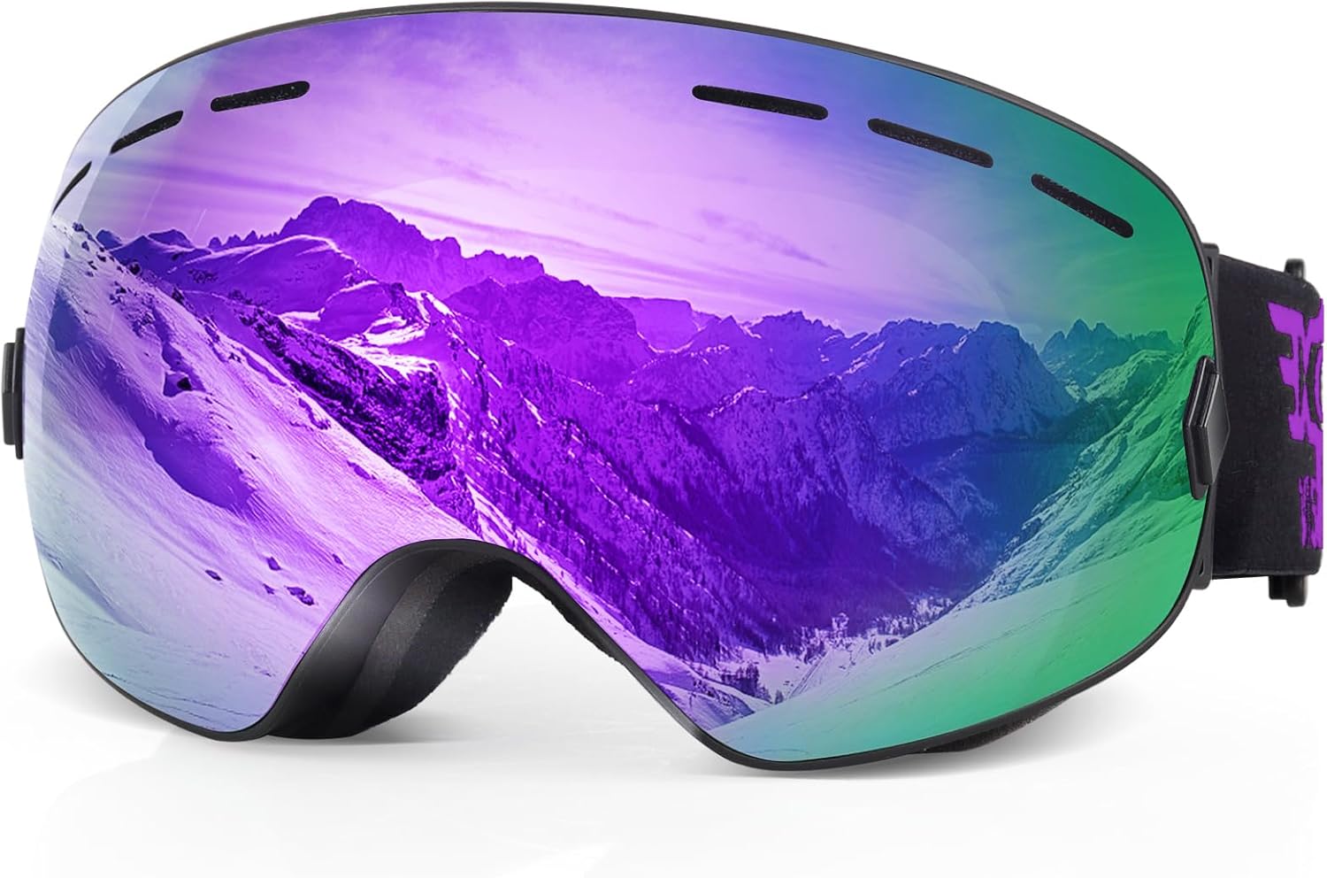 EXP VISION Snowboard Ski Goggles For Men Women Youth Over Glasses Snowing Goggles With Anti Fog And UV400 Protection Spherical Detachable Lens Cherry
