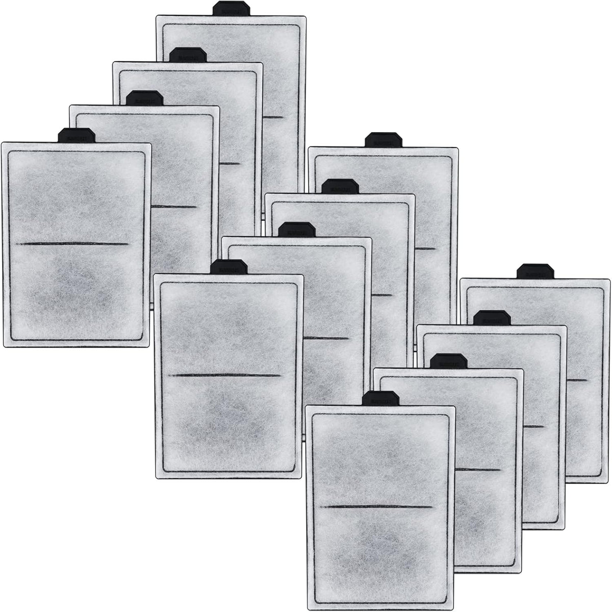 HiTauing PF-S filter cartridge front view pack of twelve aquarium replacement filters.