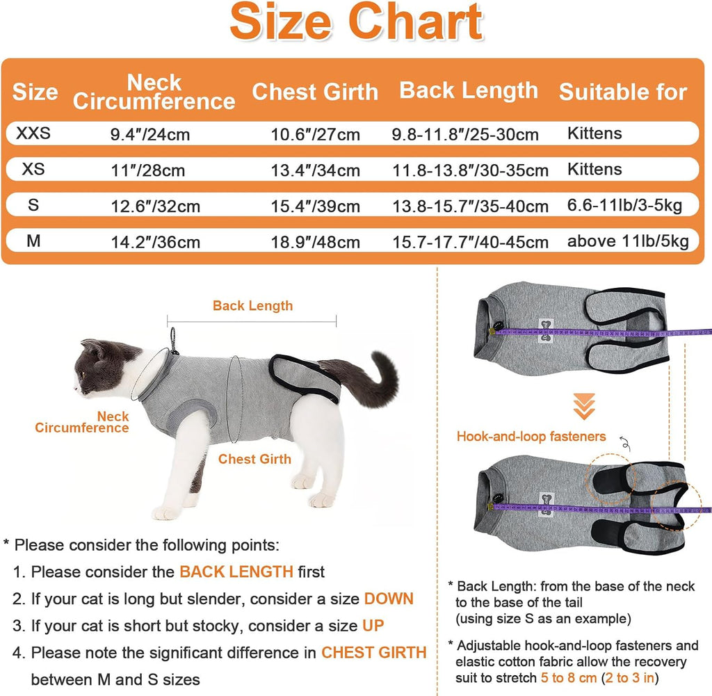 Doglemi cat post-surgery onesie highlighting rear litter box access