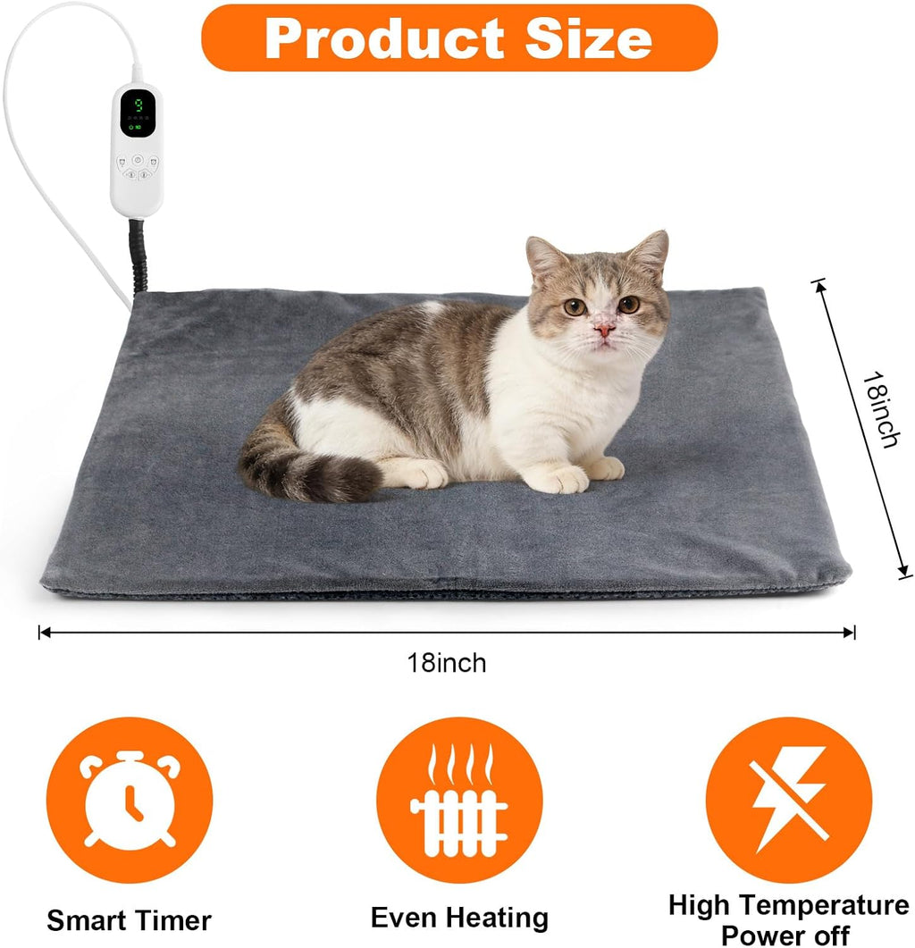Mecheer cat heating pad grey fabric detail