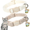 DOGWONG white hemp breakaway cat collar pack front view showcasing natural fabric texture.