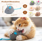 Seven colors of interactive mouse toys for indoor cats displayed together
