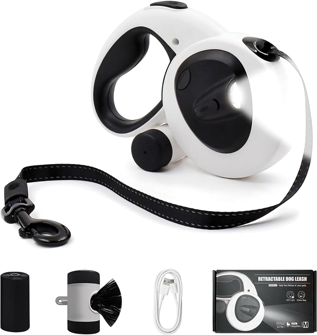 Lulupet 16ft retractable dog leash with LED light front view