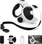 Lulupet 16ft retractable dog leash with LED light front view
