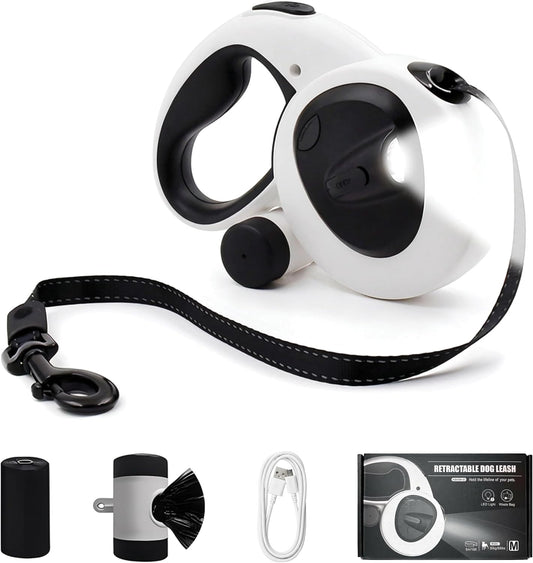 Lulupet 16ft retractable dog leash with LED light front view