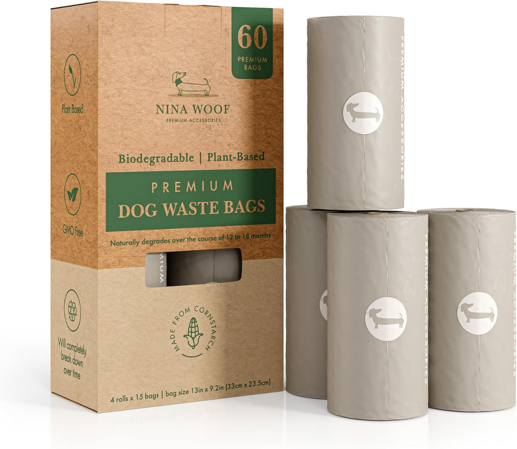 NINA WOOF Dog Poop Bags Rolls - 90 Compostable & Biodegradable for Puppy Walks, Travel, Thick Refill Housebreaking dog poo bags Premium Cornstarch Pet Poo Bags Dogs - Image 10