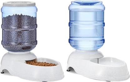 Amazon Basics gravity pet water dispenser front view automatic cat dog hydration station