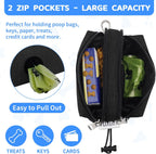 Voxget treat pouch showing dual zipper pockets open