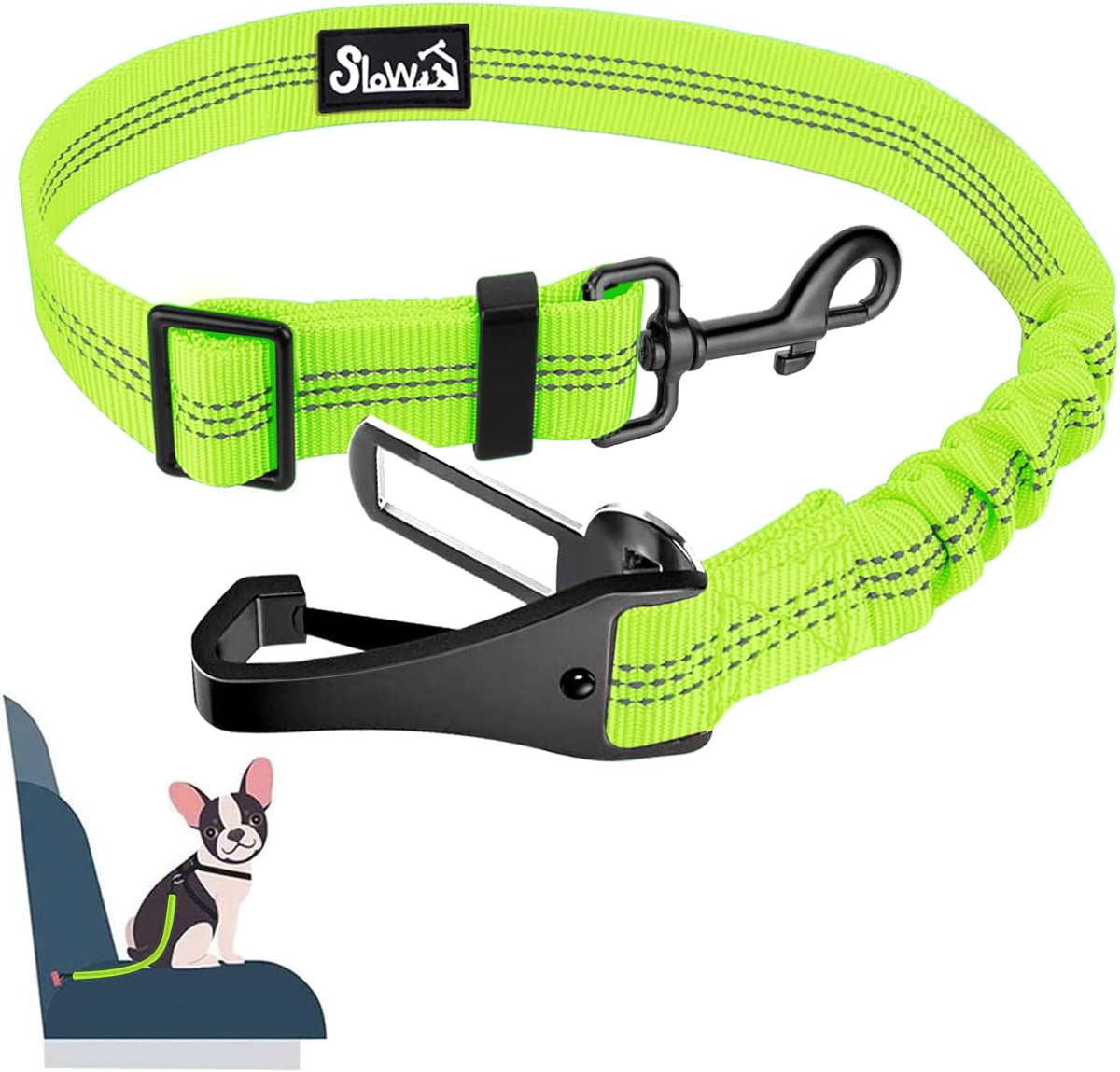 SlowTon Dog Seat Belt for Car, Adjustable 3 in 1 Dog Seatbelt with Elastic Bungee Buffer, Nylon Heavy Duty Dog Car Harness Reflective Safety Tether Leash with Latch Hook Clip Pink - Image 11