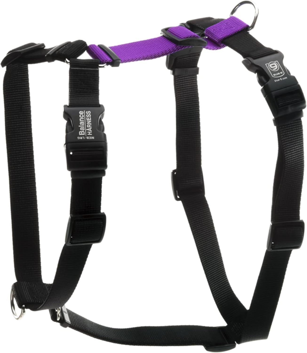 Blue-9 Buckle-Neck Balance Harness in purple front view
