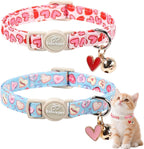 2 Pack Pink Cat Collars - Spring Summer Breakaway Cat Collar with Bell, Bow and Flower Pendant, Adjustable Kitten Collars for Girl Cats, Cute Pink Plaid &Bow - Image 15