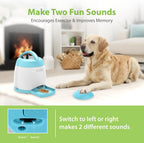 PETGEEK blue interactive pet toy with adjustable treat window open