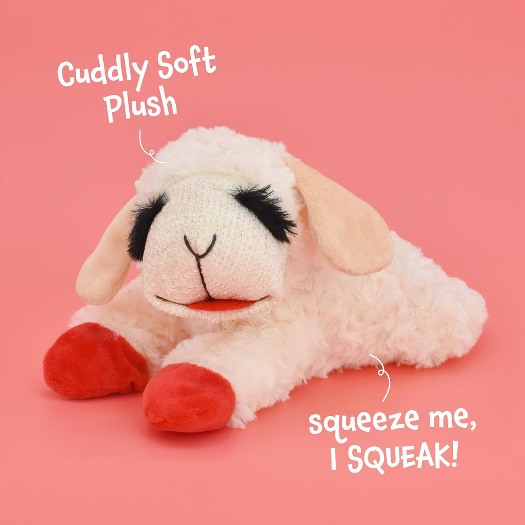 Soft plush Lamb Chop character dog toy cream color
