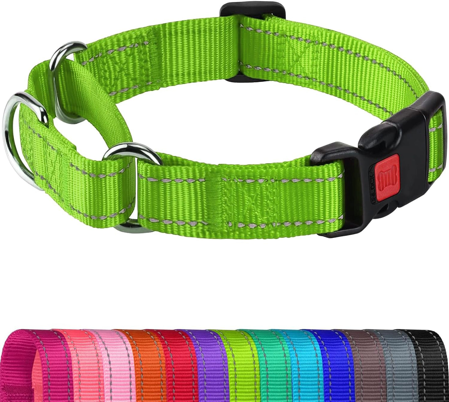 Joytale Martingale Collar for Dogs, Reflective Escape Proof Training Dog Collars with Safety Lock Buckle, No Slip Soft Nylon for Medium Pets, Hotpink, M - Image 11