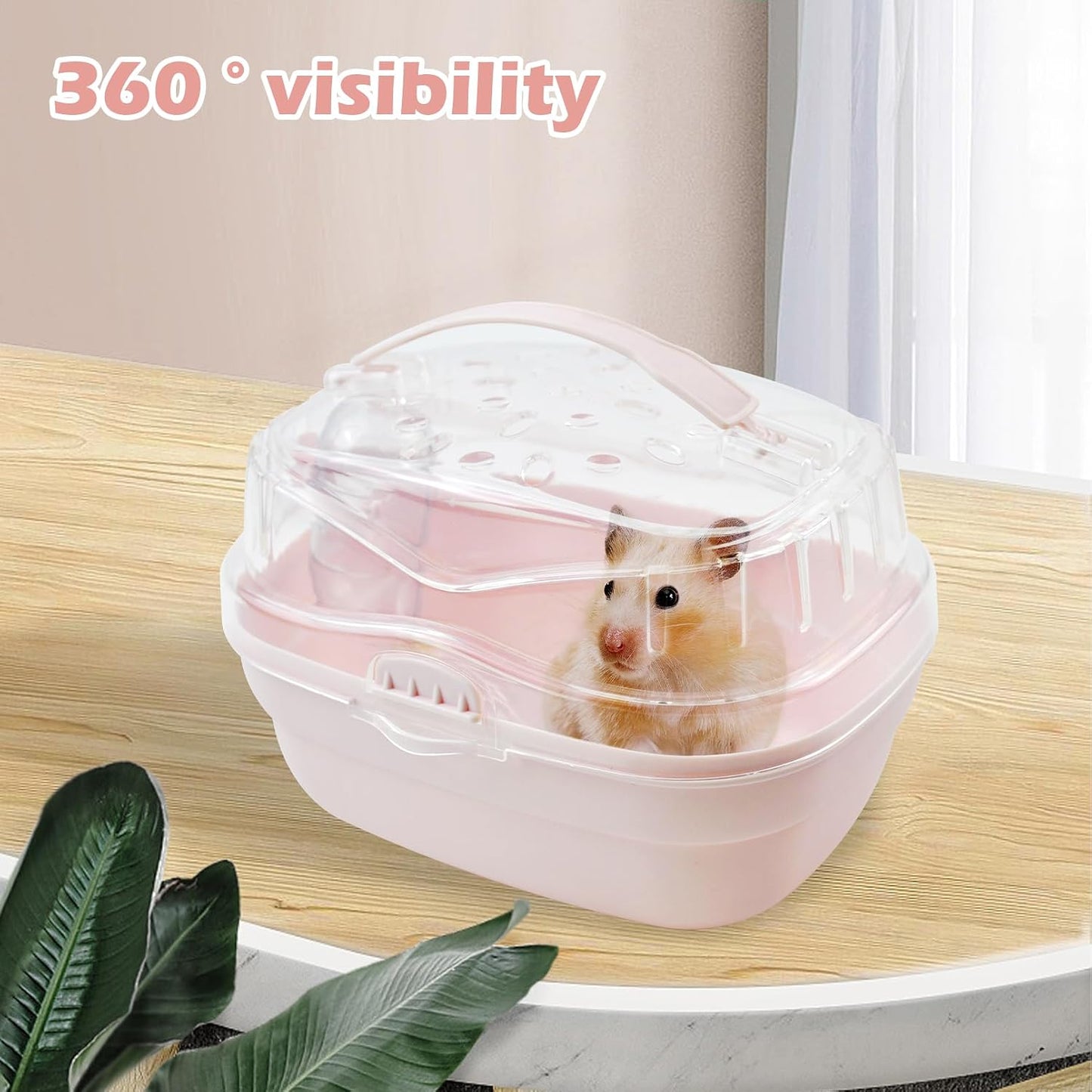 Hamster Carrier Cage with Water Bottle,Portable Hamsters Travel Cage Plastic Guinea Pig Carrying Cases Small Animal Carry Cage for Dwarf Hamsters Chinchillas Hedgehog Mouse(Pink) - Image 6