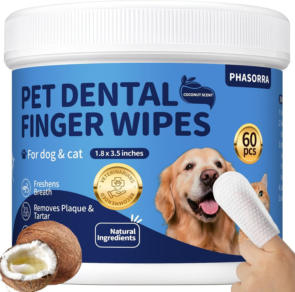 Dog & Cat Tooth Brushing kit - 60Ct Dog Toothbrush & Toothpaste Alternatives, Dental Care Wipes, Heavy Duty Teeth Cleaning, Remove Tartar & Plaque, Breath Freshener - Image 10