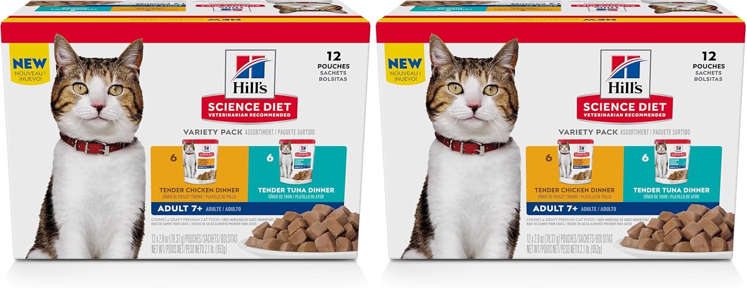 Hill's Science Diet Adult 7+ Wet Cat Food Variety Pack, Chicken & Tuna, 2.8 oz. Pouches, 12-Pack - Image 12