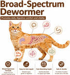 Broad spectrum worm treatment liquid bottle for cats and kittens.