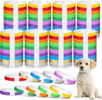 Nezyo 300 Count Puppy Collars front view pack showing ten bright colors of paper identification bands for newborn litters.