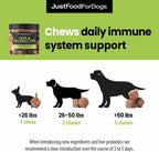 Side profile of JustFoodForDogs human grade dog supplement packaging