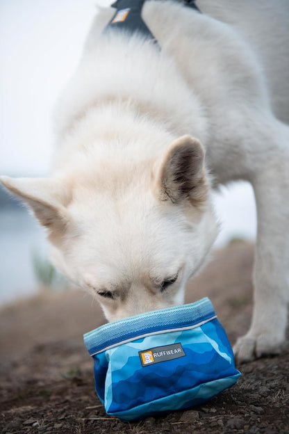Anti tip wide base design of the collapsible fabric dog bowl