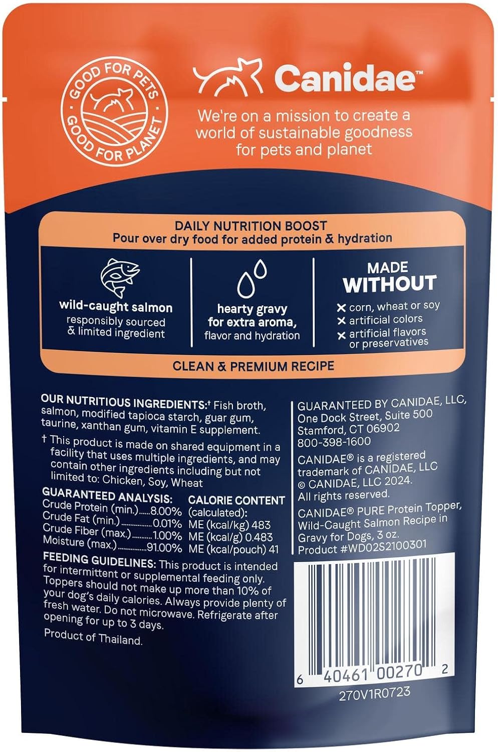 Premium wild caught salmon wet food topper for sensitive dogs