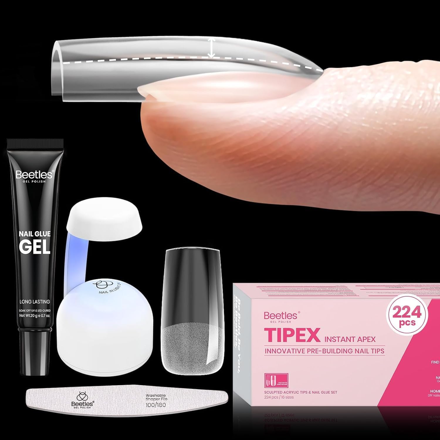 Beetles Tipex Instant Apex Square Medium Nail Kit front view
