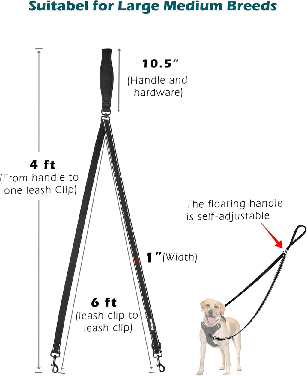 PetBonus reflective dual clip lead converted to a single lead