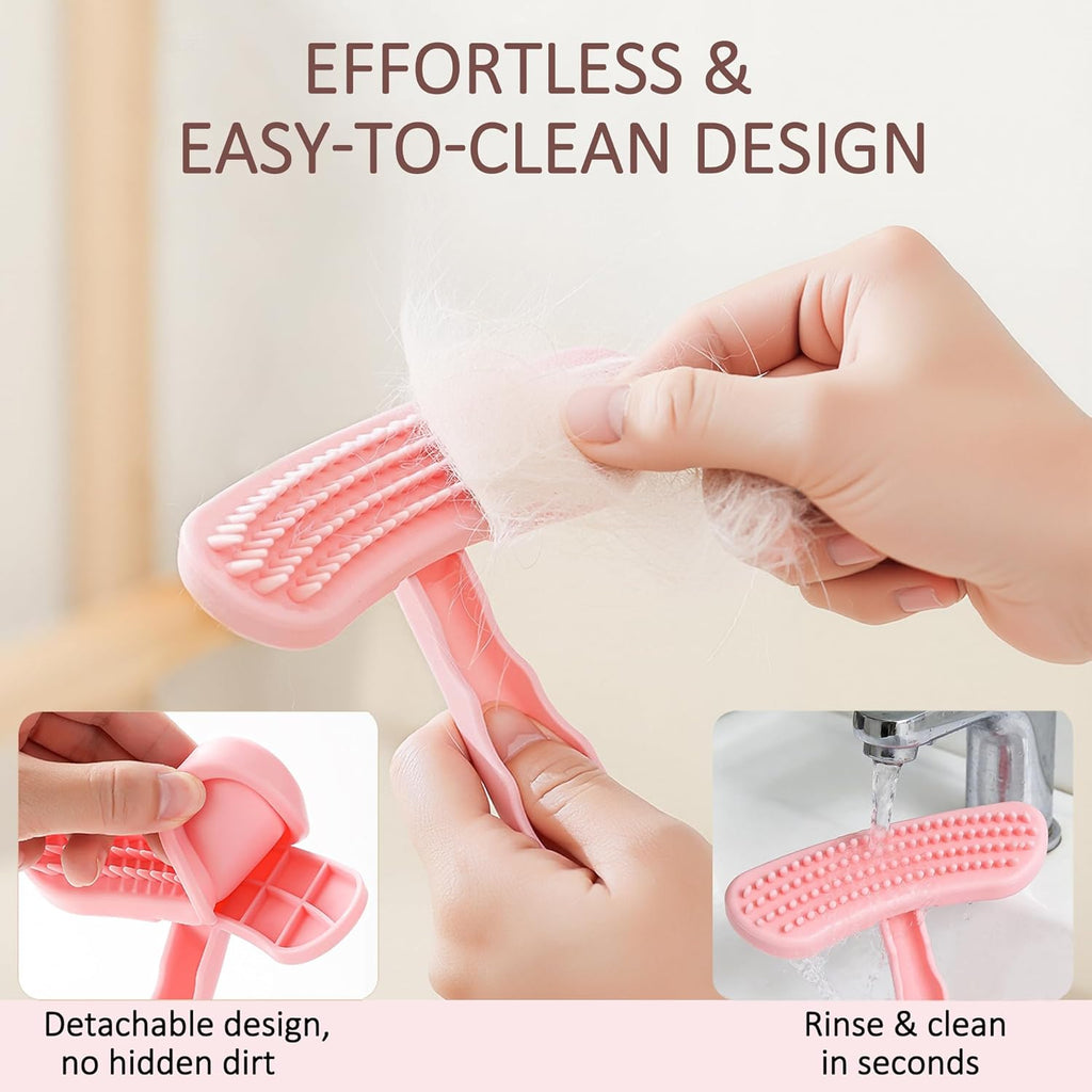 Side profile angle of the wash resistant MCTOURY rabbit grooming brush for sensitive skin