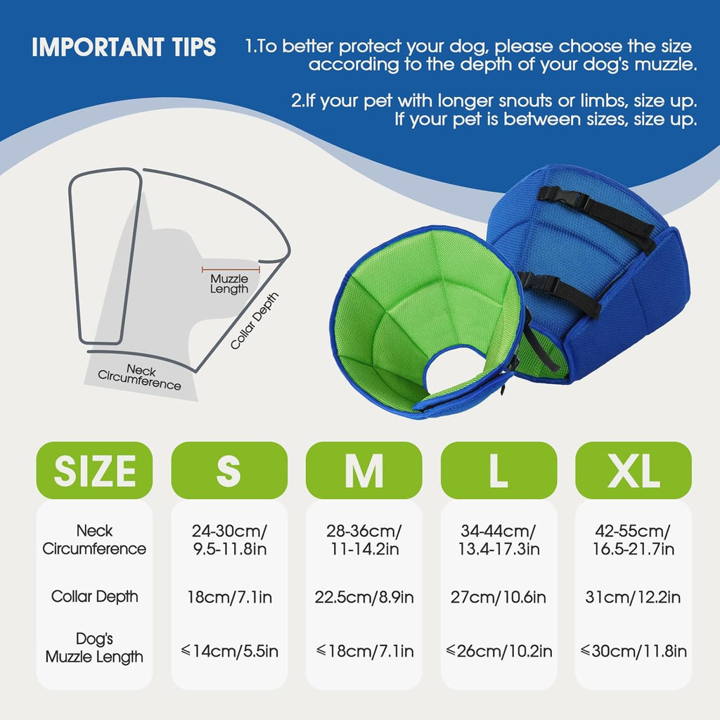 Side profile of medium dog wearing letsqk soft recovery collar