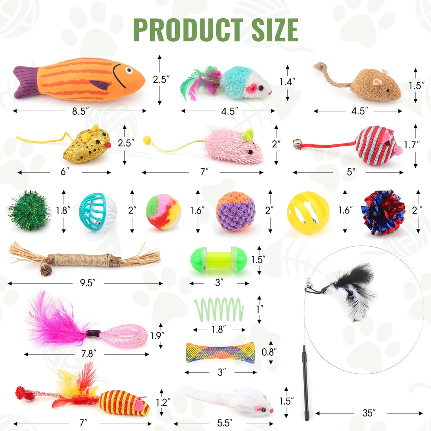 Fashions Talk durable interactive kitten toys including rattle balls and mice.