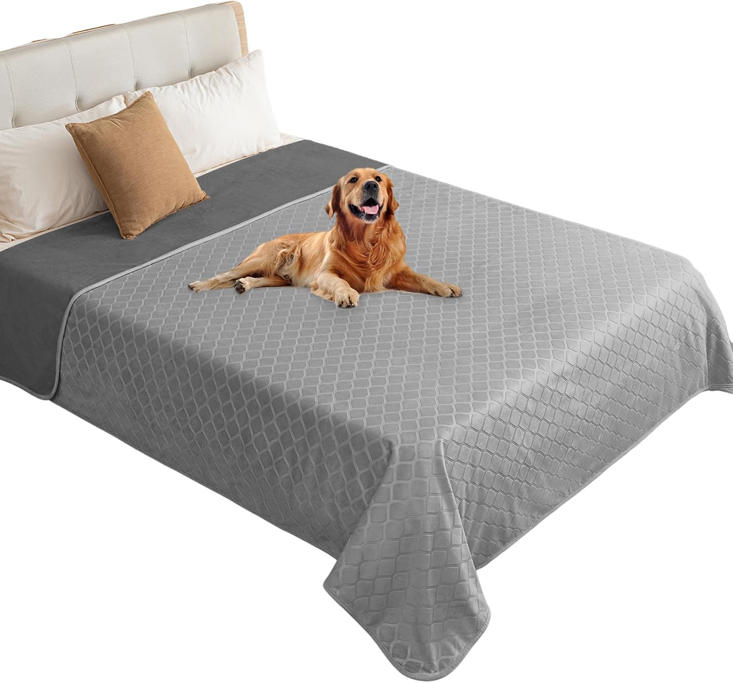 fuguitex Waterproof Dog Blanket Bed Cover Dog Crystal Velvet Moroccan Fuzzy Cozy Plush Pet Blanket Throw Blanket for Couch Sofa(40 * 60 inch, Cream+Beige) - Image 13