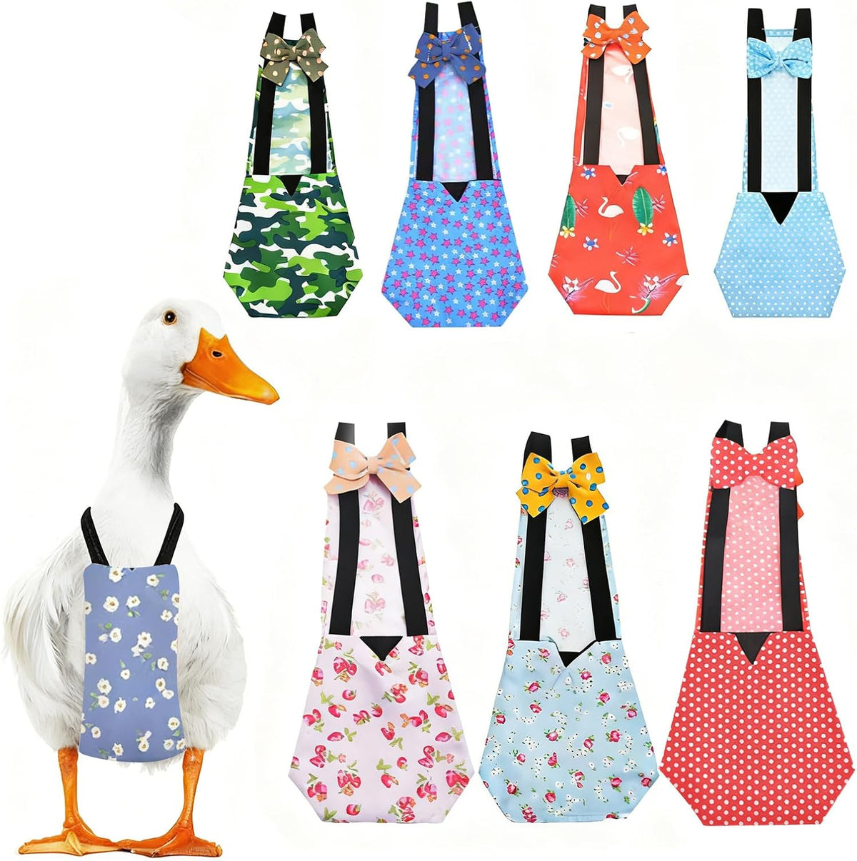 Qbleev washable chicken diaper showing elastic shoulder straps