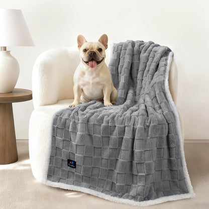 Luciphia Waterproof Dog Blanket, Leakproof Large Pet Blanket for Couch Sofa Bed Furniture Cover Protector, Washable Soft Sherpa Fleece with 3D Jacquard, Cozy Calming Reversible,Sage Green, 85"x57" - Image 9
