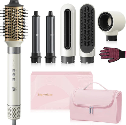 Zephyrluxe 6 in 1 hair styler front view showing the sleek high speed ionic dryer body and premium metallic finish