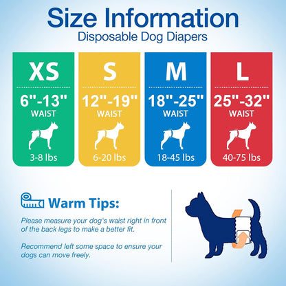 Pet Soft dog diapers showing three different patterns included in the package