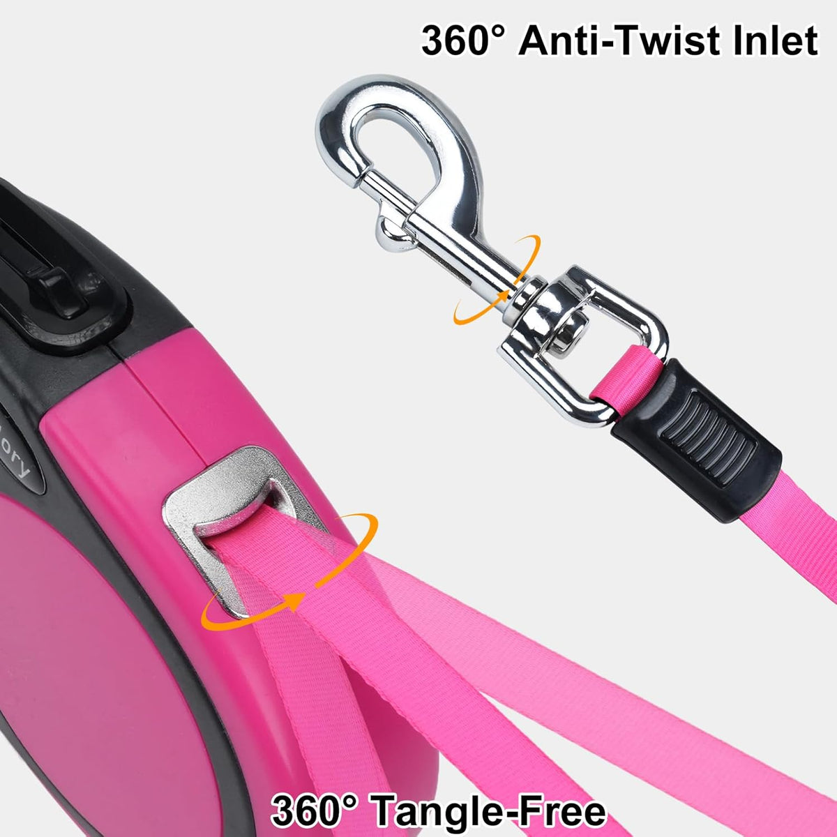 Close up of the stainless steel hook on dog leash