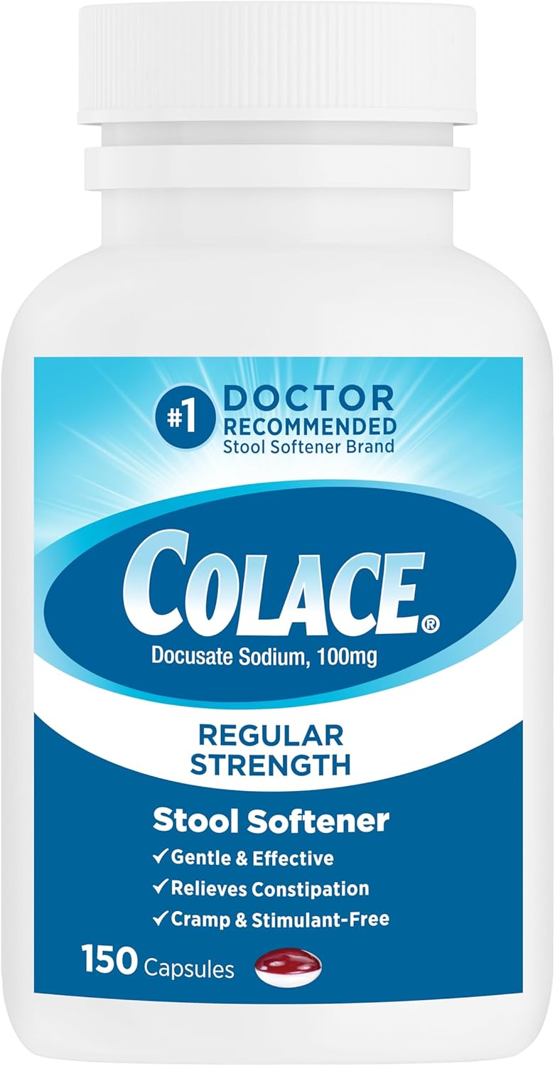 Colace Stool Softener 100 mg, 60 Capsules, Constipation Relief, Docusate Sodium, Gentle Docusate, Stimulant-Free, Regular Strength, #1 Doctor Recommended Stool Softener Brand - Image 12