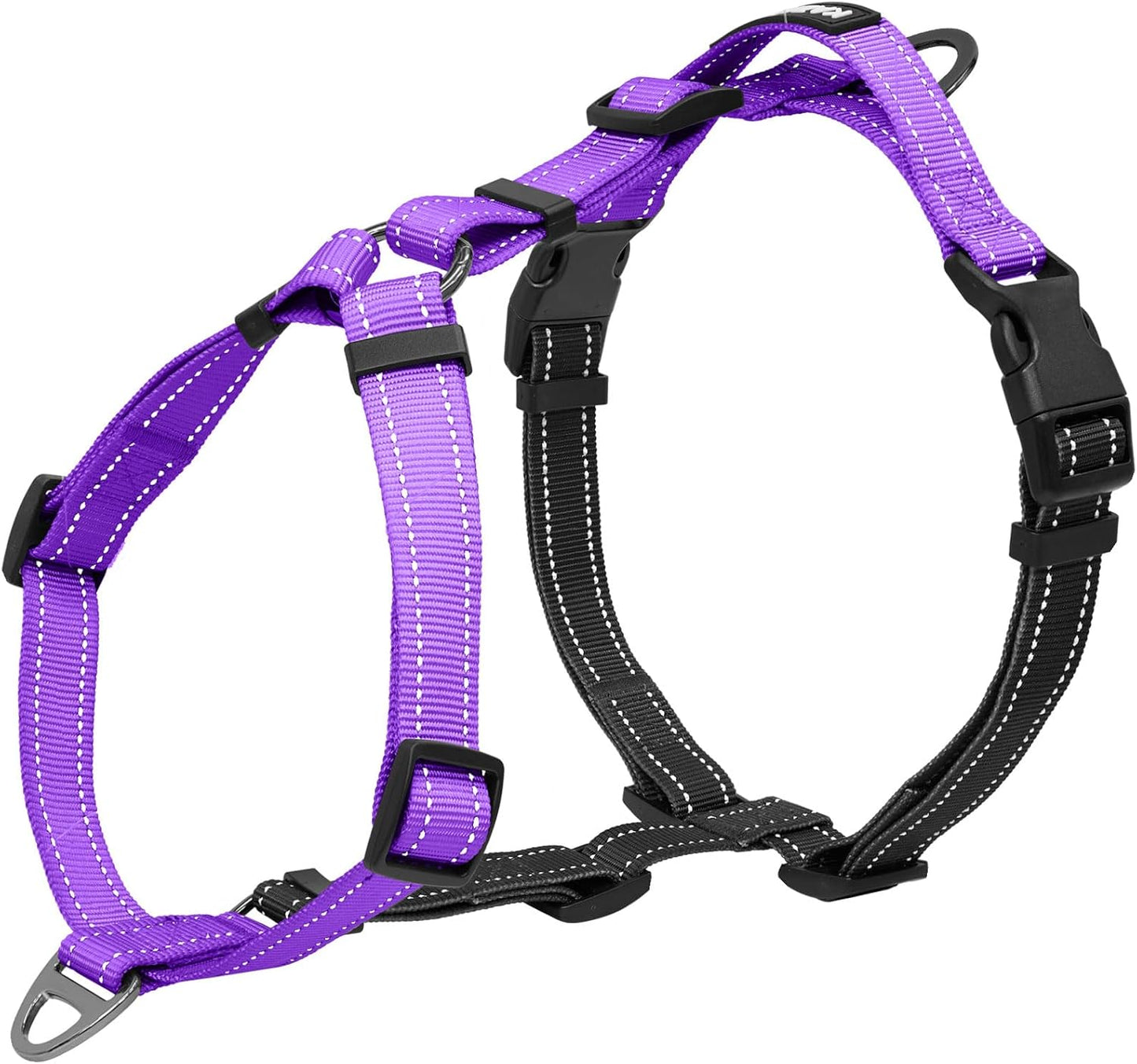 Kazazoo adjustable no pull dog harness purple front view