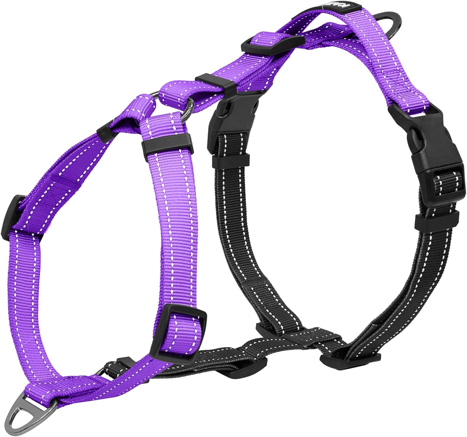 Kazazoo adjustable no pull dog harness purple front view
