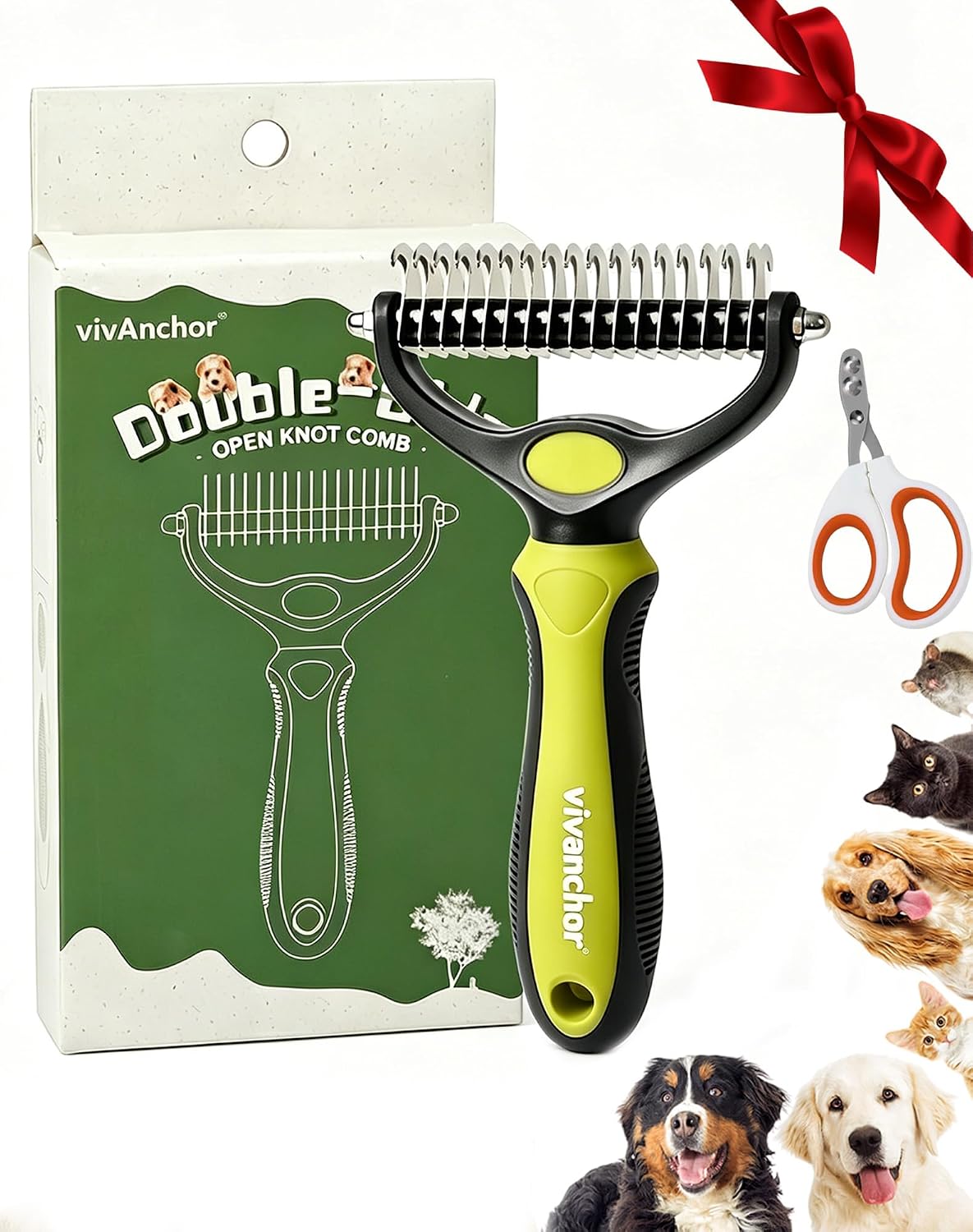 Pet Deshedding Brush for Dogs Cats, 2-in-1 Pet Grooming Tool with Stainless Steel Teeth & Non-slip Handle, Dual-Head Dematting for Removing Loose Hair, Tangles (Blue A) - Image 10