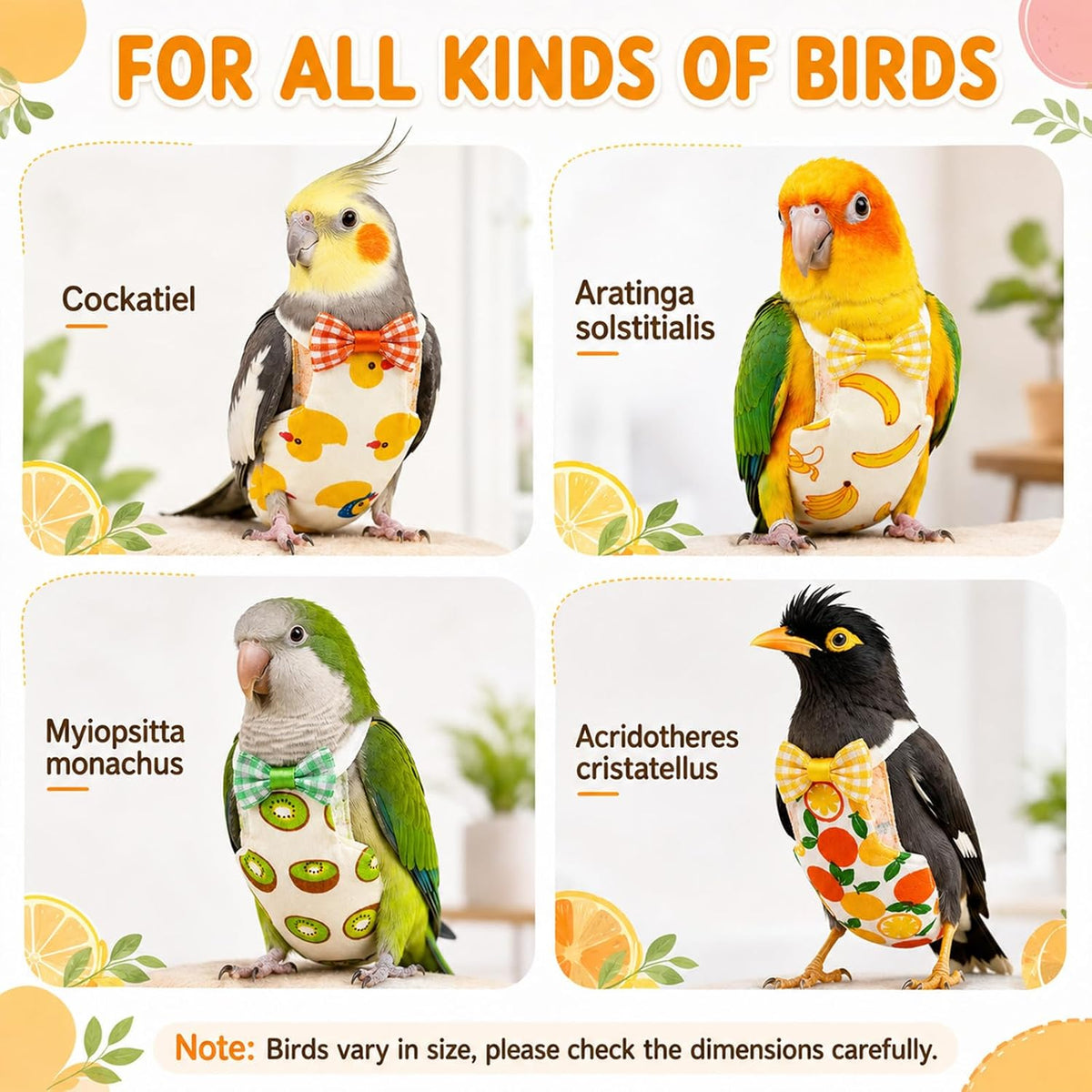 10PCS Bird Diapers, Reusable Parrot Diaper with Waterproof Inner - Image 5