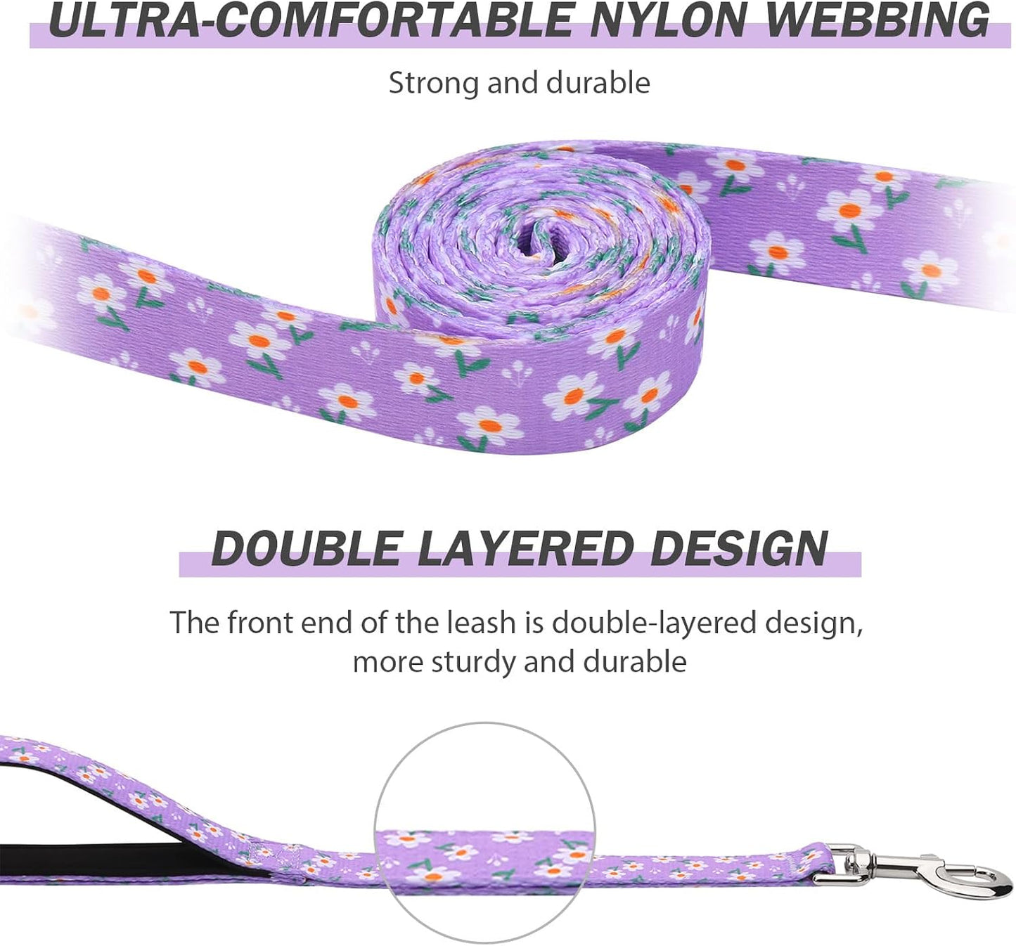 Hikiko double handle dog leash showing close up of dual neoprene padded handles