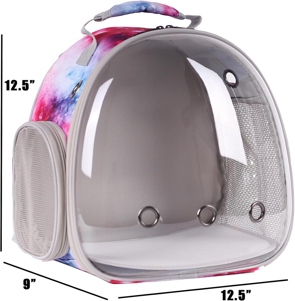 Galaxy pink space capsule bunny backpack showing ventilation holes.