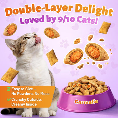 Back label of the cat health supplement showing comprehensive ingredient list and nutritional facts
