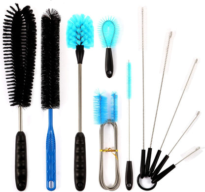 Suseg 11 in 1 aquarium cleaning brush kit front view showcasing eleven different sizes.