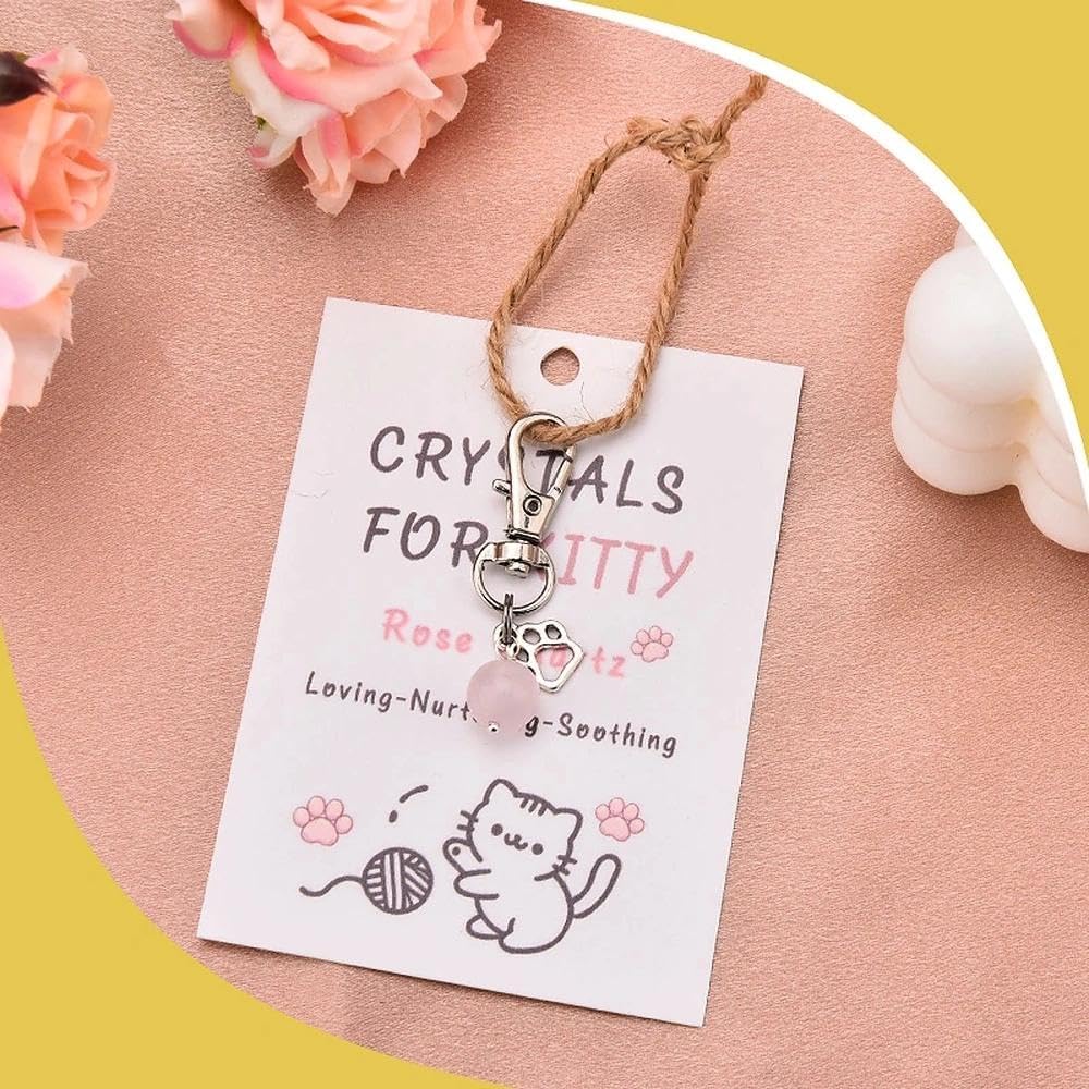 Side profile of Ancnoz crystal cat charm for pets.