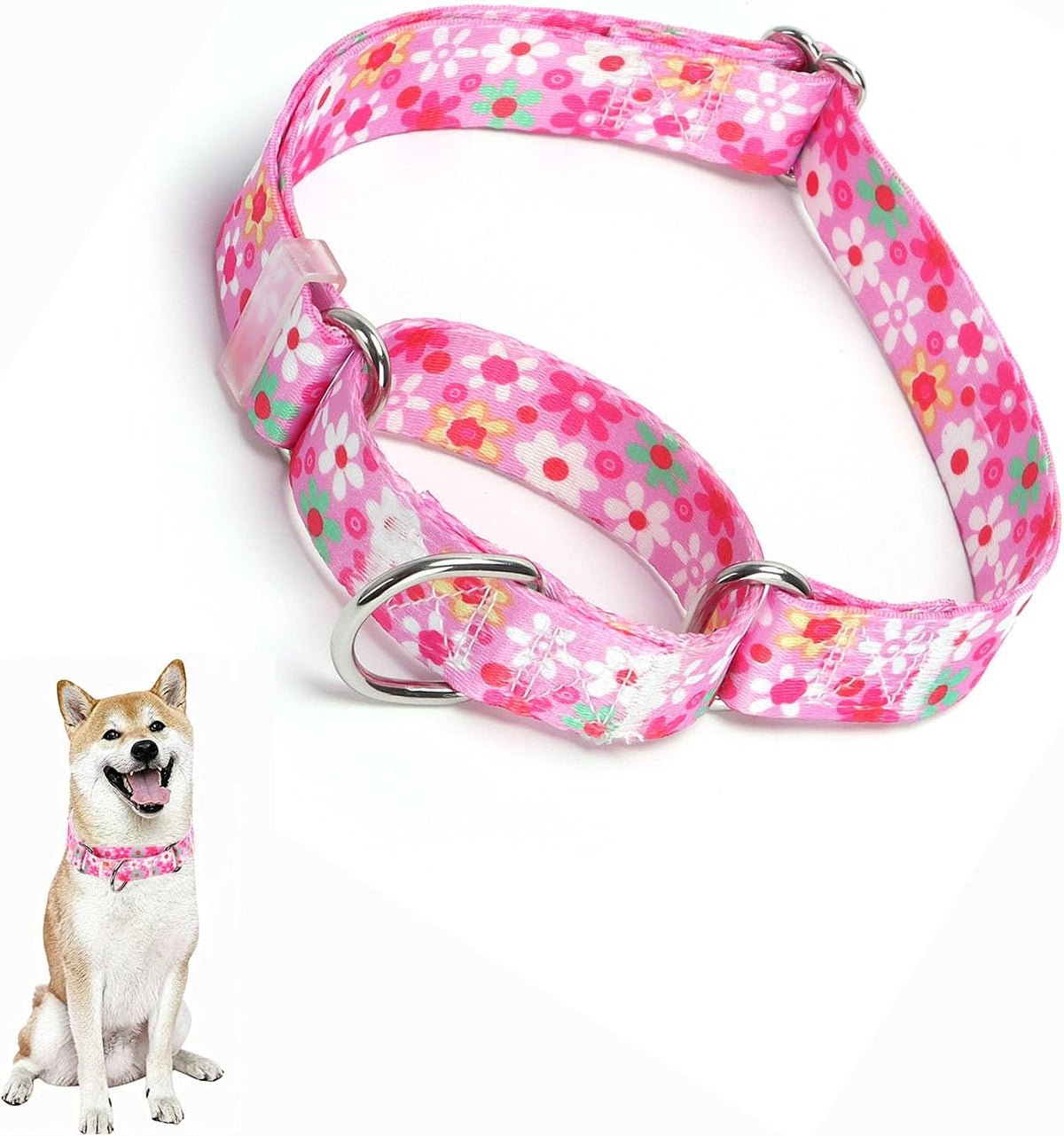 Martingale Dog Collars for Medium Large Dogs, No Slip Girl Dog Collars with Adjustable Soft Nylon and Special Bull Flower Design, for Small Dogs Also (M) - Image 10