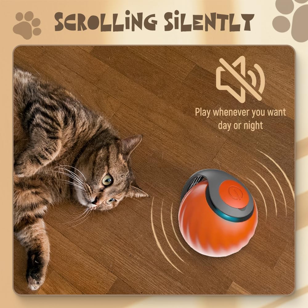 Dual speed adjustment smart cat toy with impact resistant quiet silicone wheels