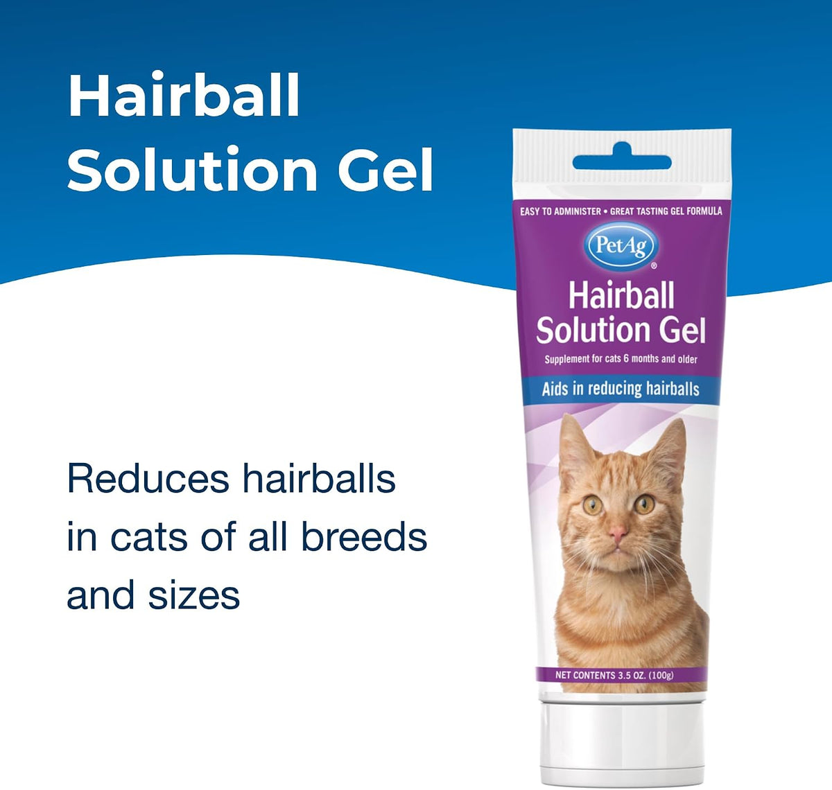 PetAg cat hairball gel tube size and design
